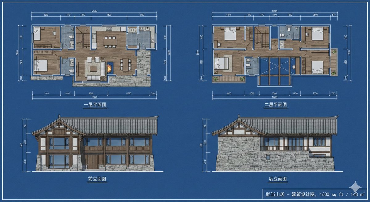 武当山山腰的一栋双层住宅