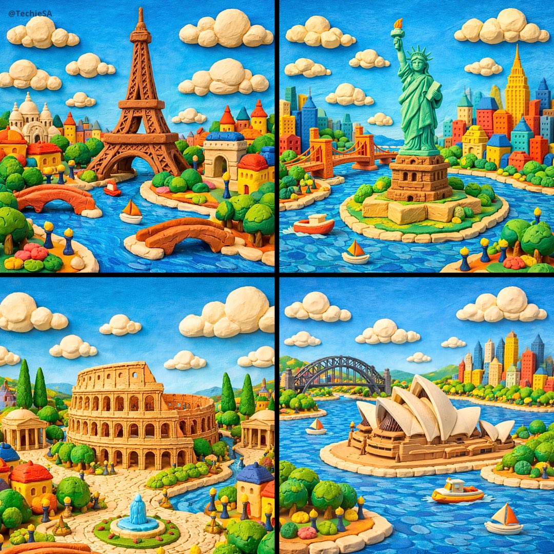 Clay Landmarks by GPT-1.5 Image on @SocialSight🗽✨ Prompt👇🏻